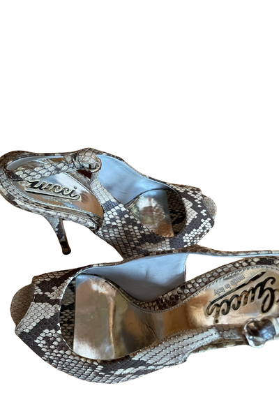 🐍 Sandales à talons en cuir python Pointure 36.5 🐍