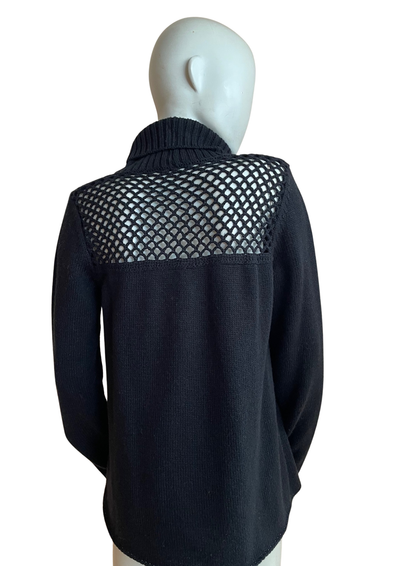 🖤 Pull ajouré col roulé – Taille 44 ✨🧶