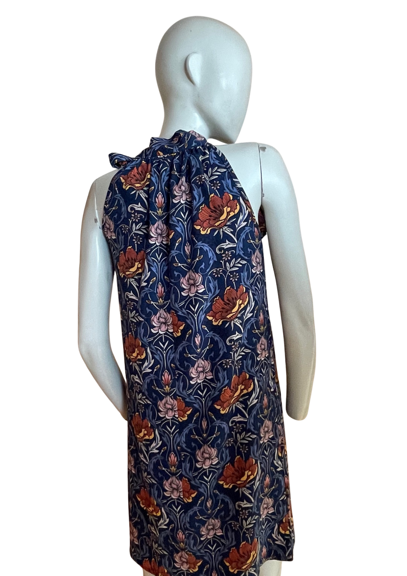 🌺👗 Robe Courte Bleue à Fleurs – Taille 34