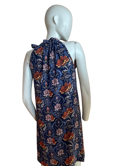 🌺👗 Robe Courte Bleue à Fleurs – Taille 34
