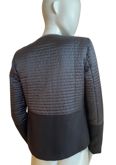 ✨🖤 Veste chic noire bi-matière – Taille 36 🖤✨