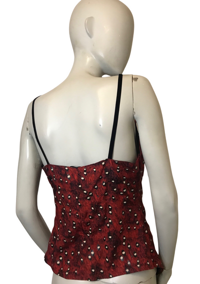 Top Bordeaux Imprimé à Col Bénitier – Taille 46 🌹✨