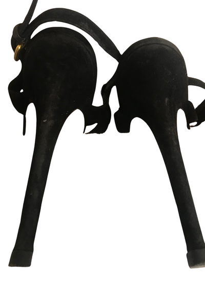 Sandales à talons  en cuir velours noir Pointure 37.5 👠✨