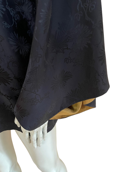 Kimono soie noir jacquard ✨🖤 doublure dorée – Taille 40-42