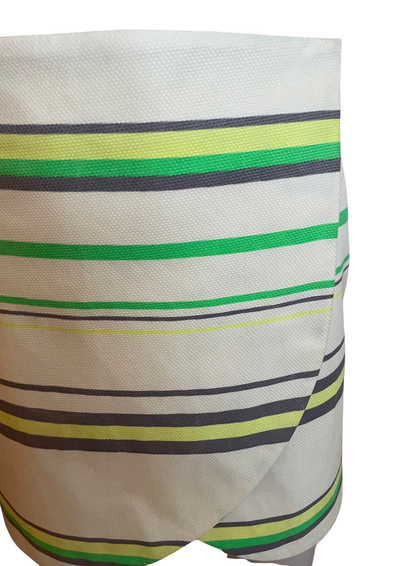 🌿 Jupe Rayée Vert-Gris sur Fond Ivoire – Taille 36  🌿