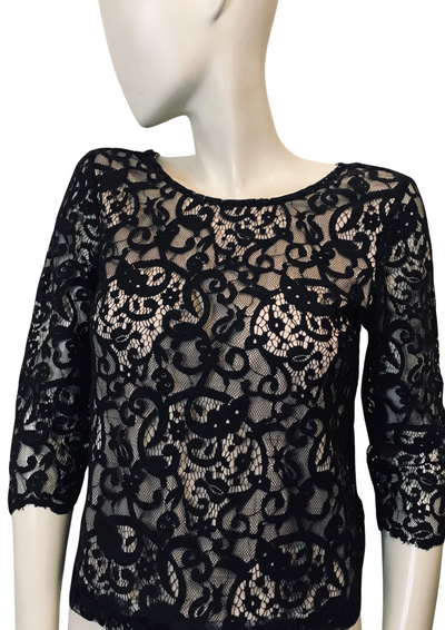 🖤 Top en Dentelle Noire  Élégance & Raffinement - Taille XS 🌹