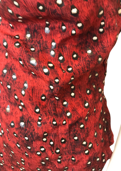 Top Bordeaux Imprimé à Col Bénitier – Taille 46 🌹✨