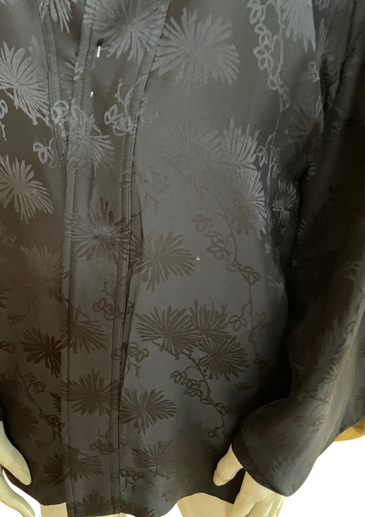 Kimono soie noir jacquard ✨🖤 doublure dorée – Taille 40-42