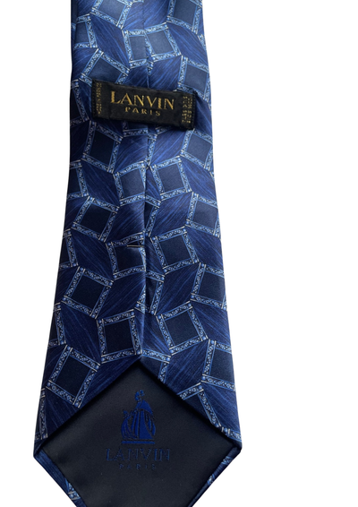 💙👔 Cravate Motifs Géométriques en Soie Bleu Nuit 👔💙