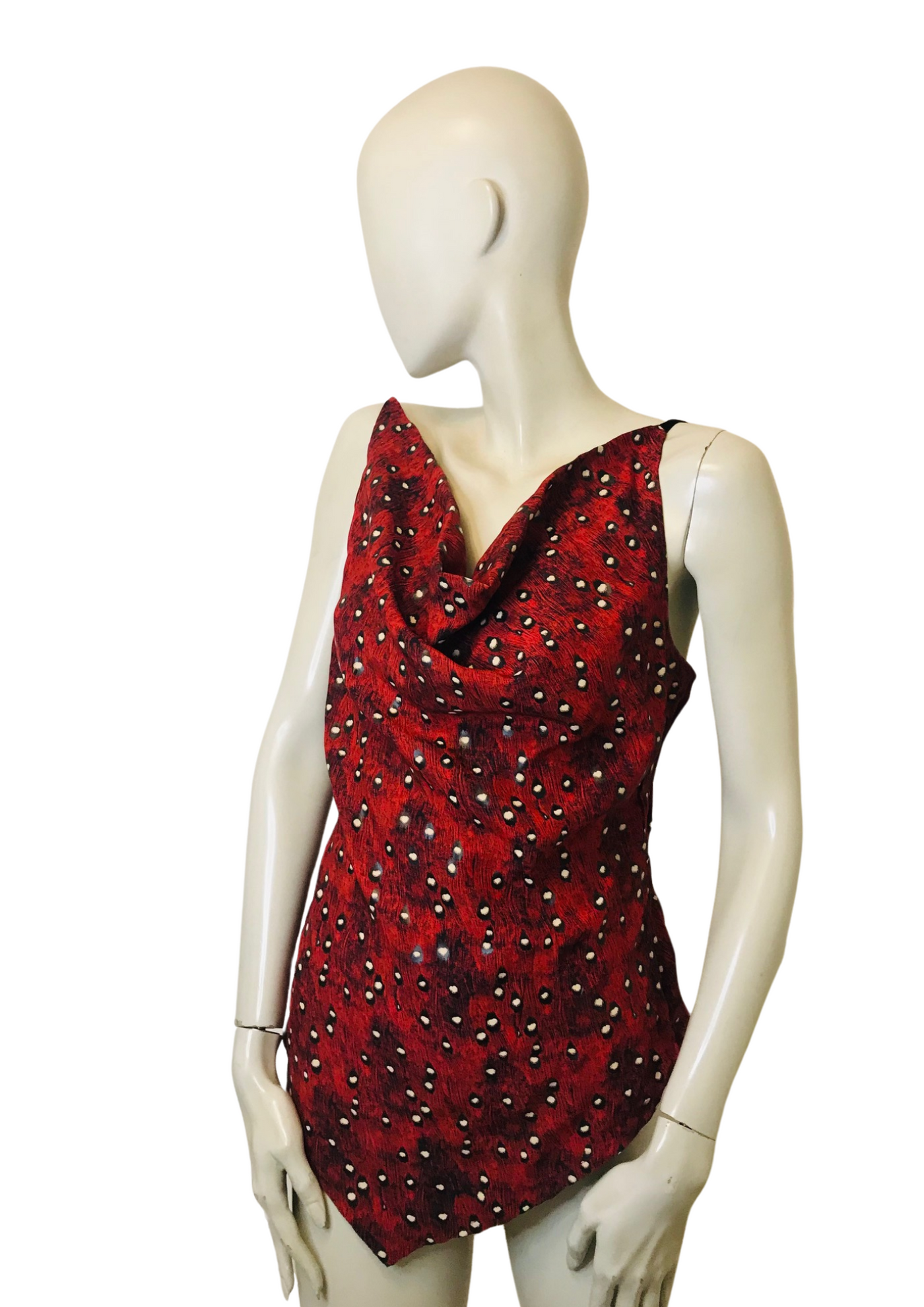Top Bordeaux Imprimé à Col Bénitier – Taille 46 🌹✨