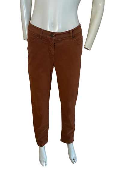 👖 Pantalon Perfect Shape coton stretch – Marron brique Taille 40 🍂✨