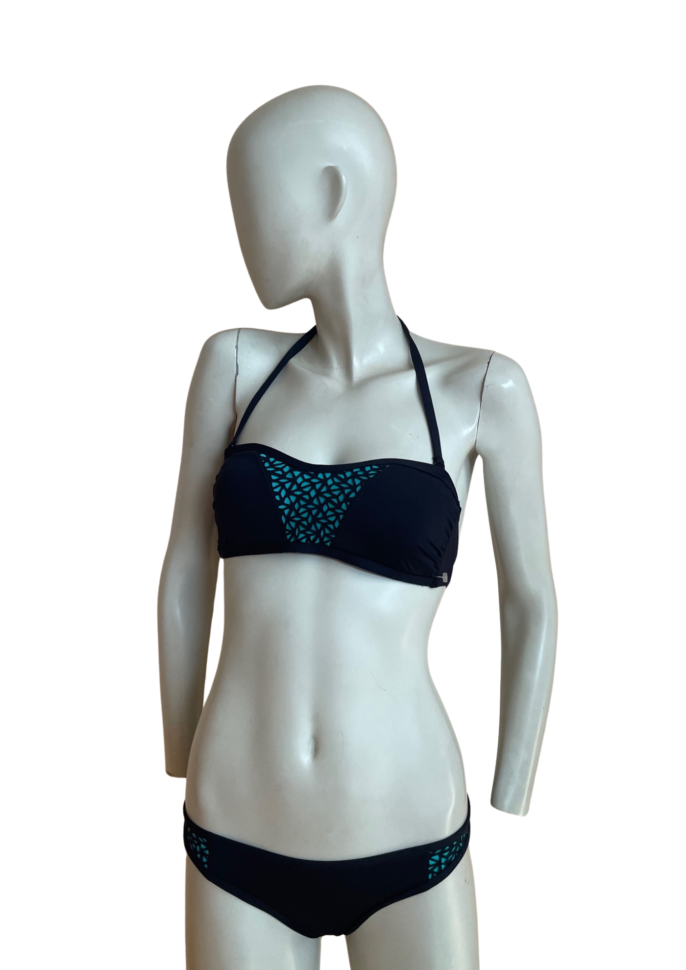 🖤 Bikini  Bandeau Noir & Turquoise – Taille FR 38 (Neuf) 🖤