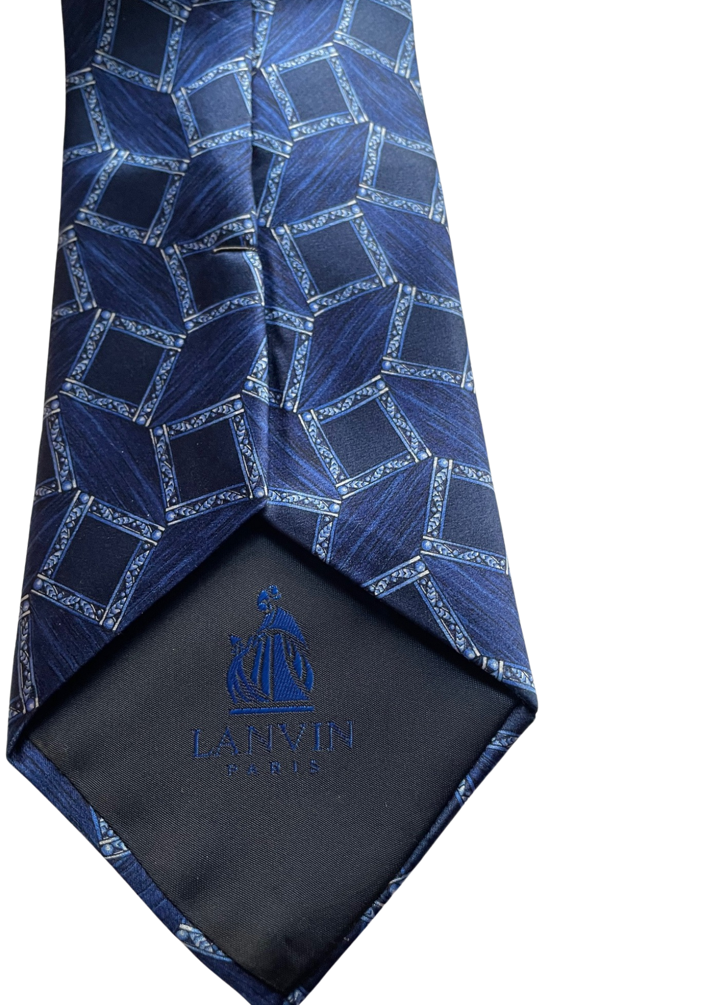 💙👔 Cravate Motifs Géométriques en Soie Bleu Nuit 👔💙