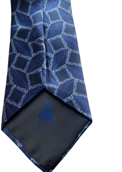 💙👔 Cravate Motifs Géométriques en Soie Bleu Nuit 👔💙