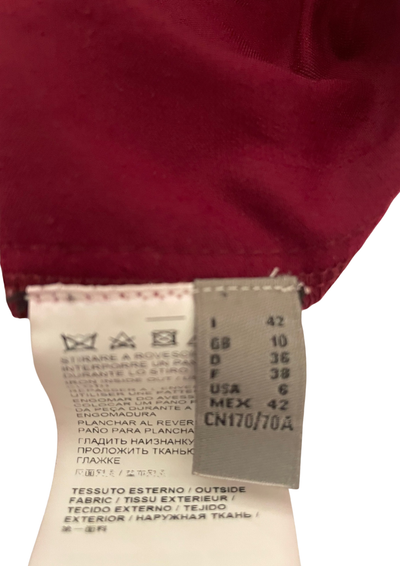 🌺 Jupe velours bordeaux à fleurs brodées – Taille 38 🌺