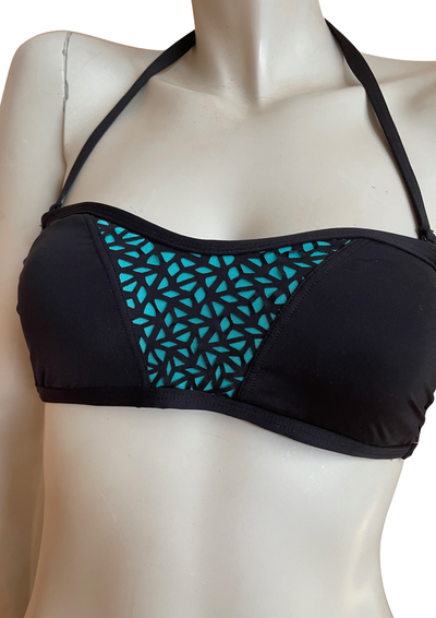 🖤 Bikini  Bandeau Noir & Turquoise – Taille FR 38 (Neuf) 🖤