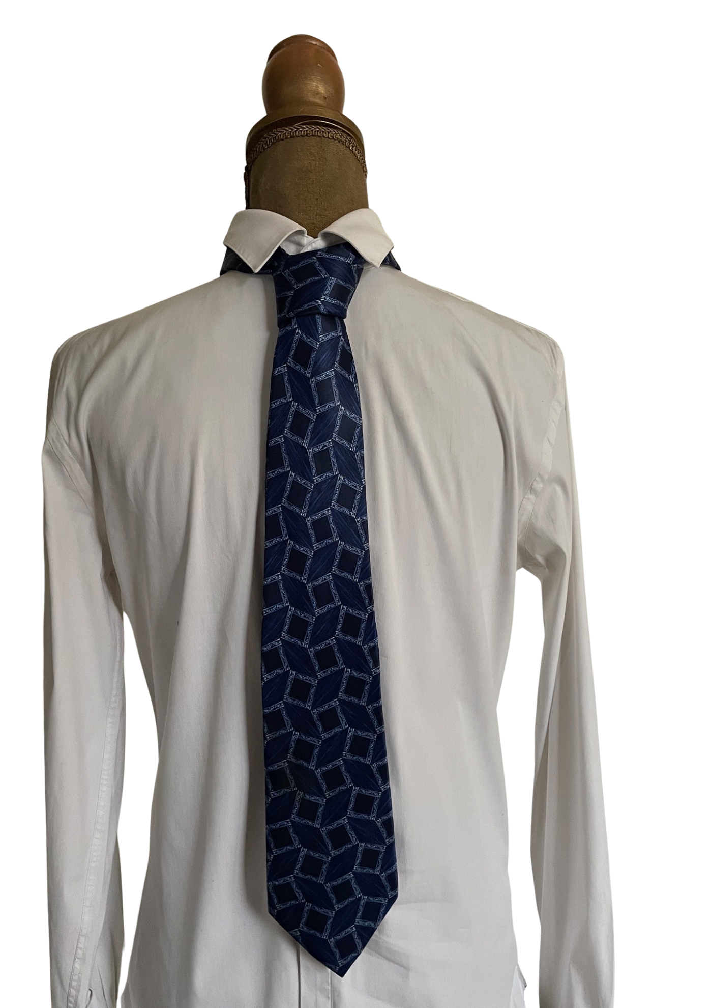 💙👔 Cravate Motifs Géométriques en Soie Bleu Nuit 👔💙