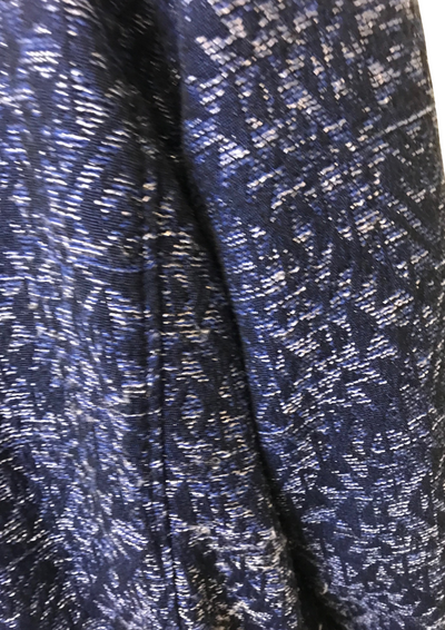 Veste jacquard bleu marine zippée, col rond – Taille 38 ✨