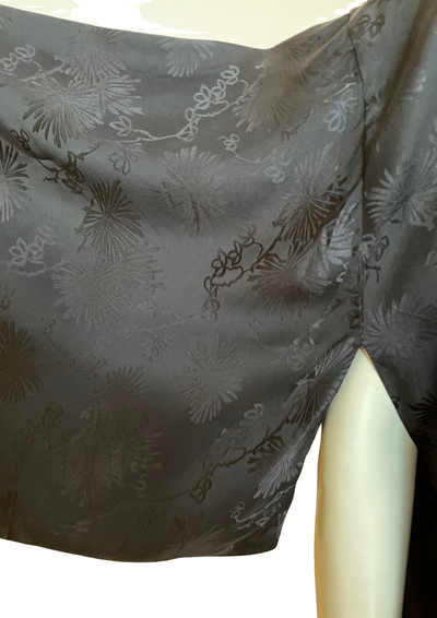 Kimono soie noir jacquard ✨🖤 doublure dorée – Taille 40-42