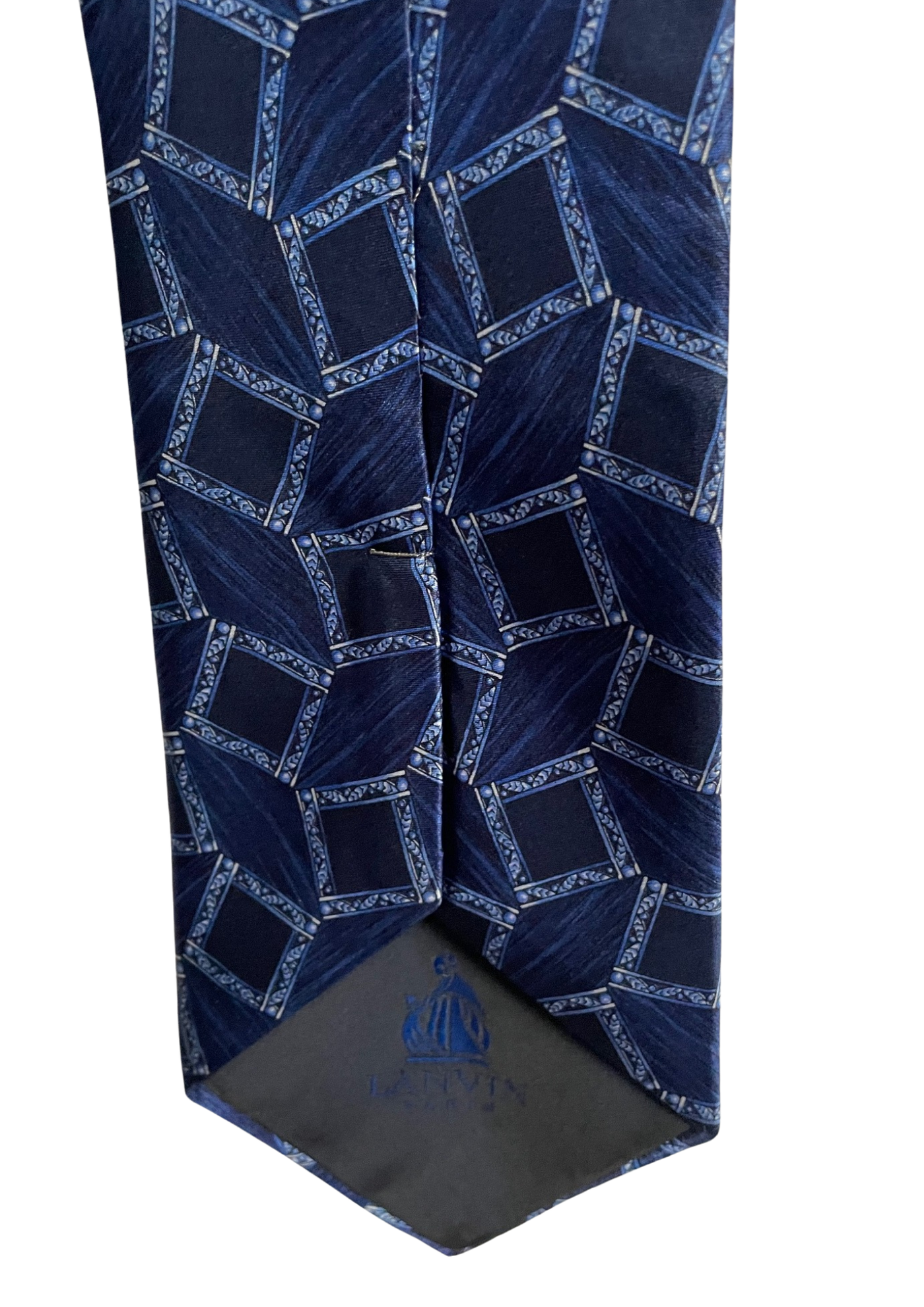 💙👔 Cravate Motifs Géométriques en Soie Bleu Nuit 👔💙