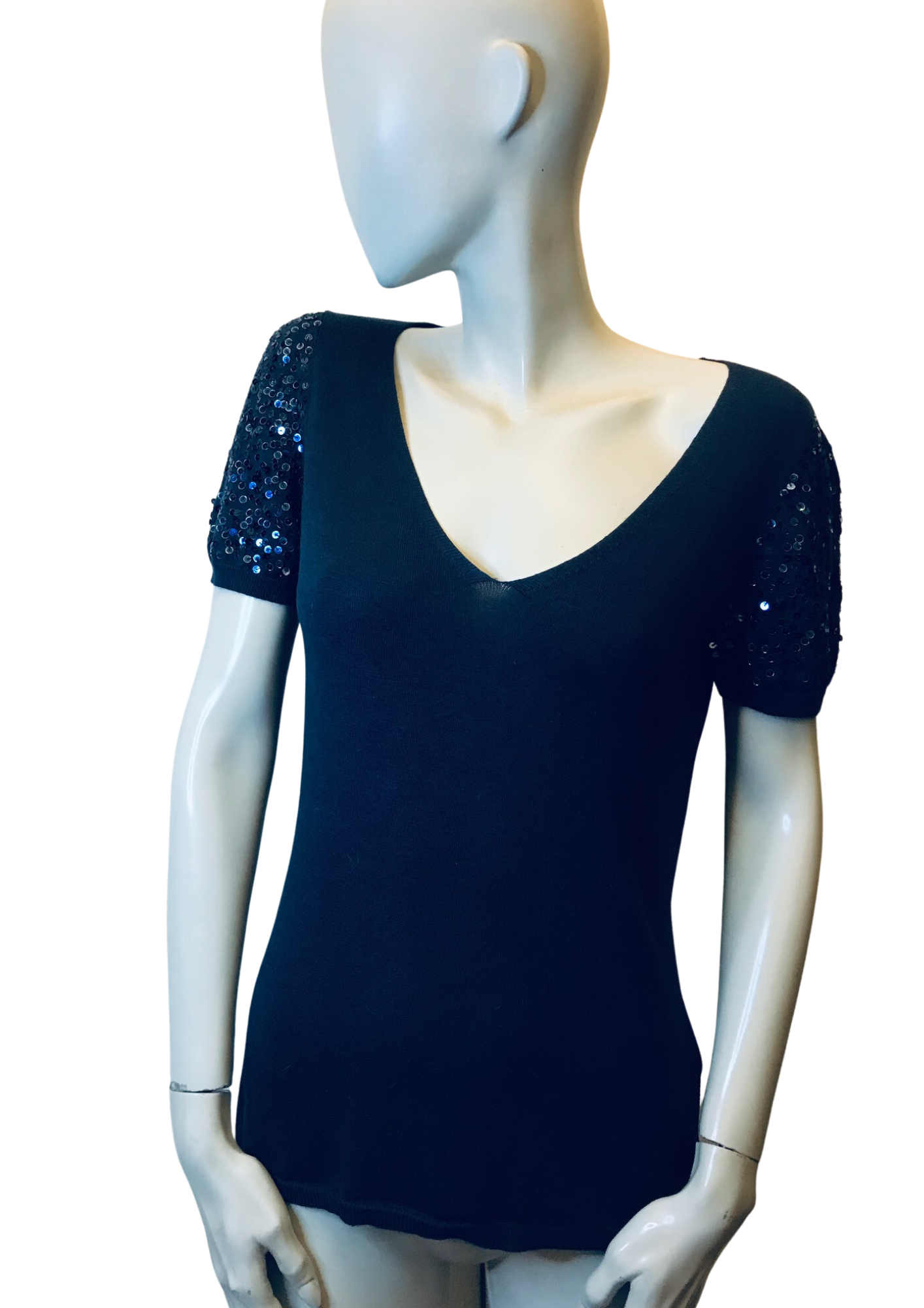T-shirt It Hippie Noir Avec Motif Pailleté Au Dos - Taille M/38, Neuf Sans étiquettes