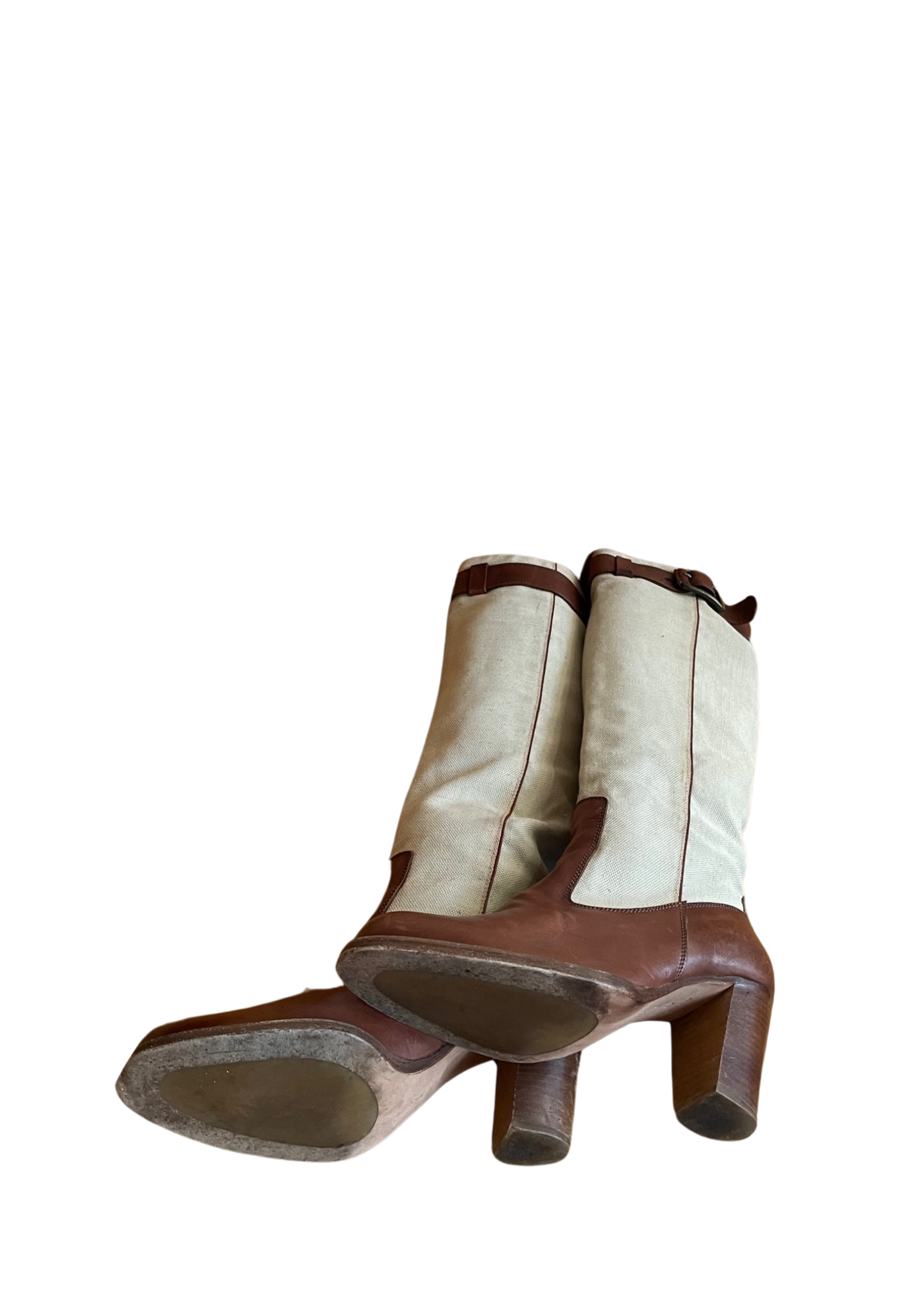 👢 Superbes bottes en cuir et toile Pointure 39 👢