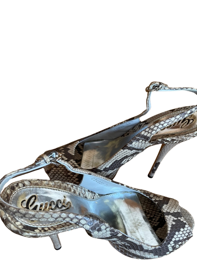 🐍 Sandales à talons en cuir python Pointure 36.5 🐍