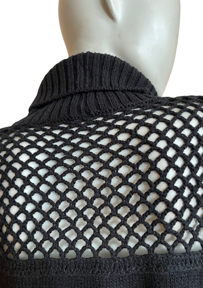 🖤 Pull ajouré col roulé – Taille 44 ✨🧶