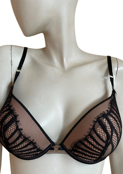 🖤 Soutien-gorge push-up dentelle noir/nude – 95B (Neuf) ✨