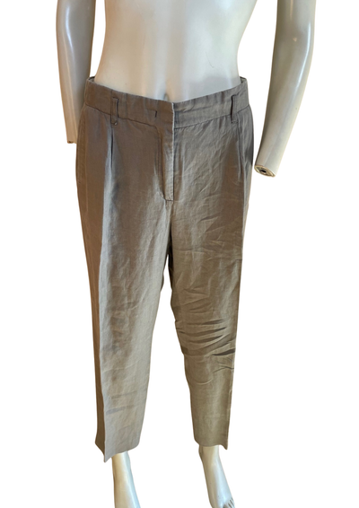 🌿👖 Pantalon en lin gris, coupe 7/8 ème Taille 42 ✨