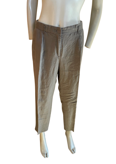 🌿👖 Pantalon en lin gris, coupe 7/8 ème Taille 42 ✨