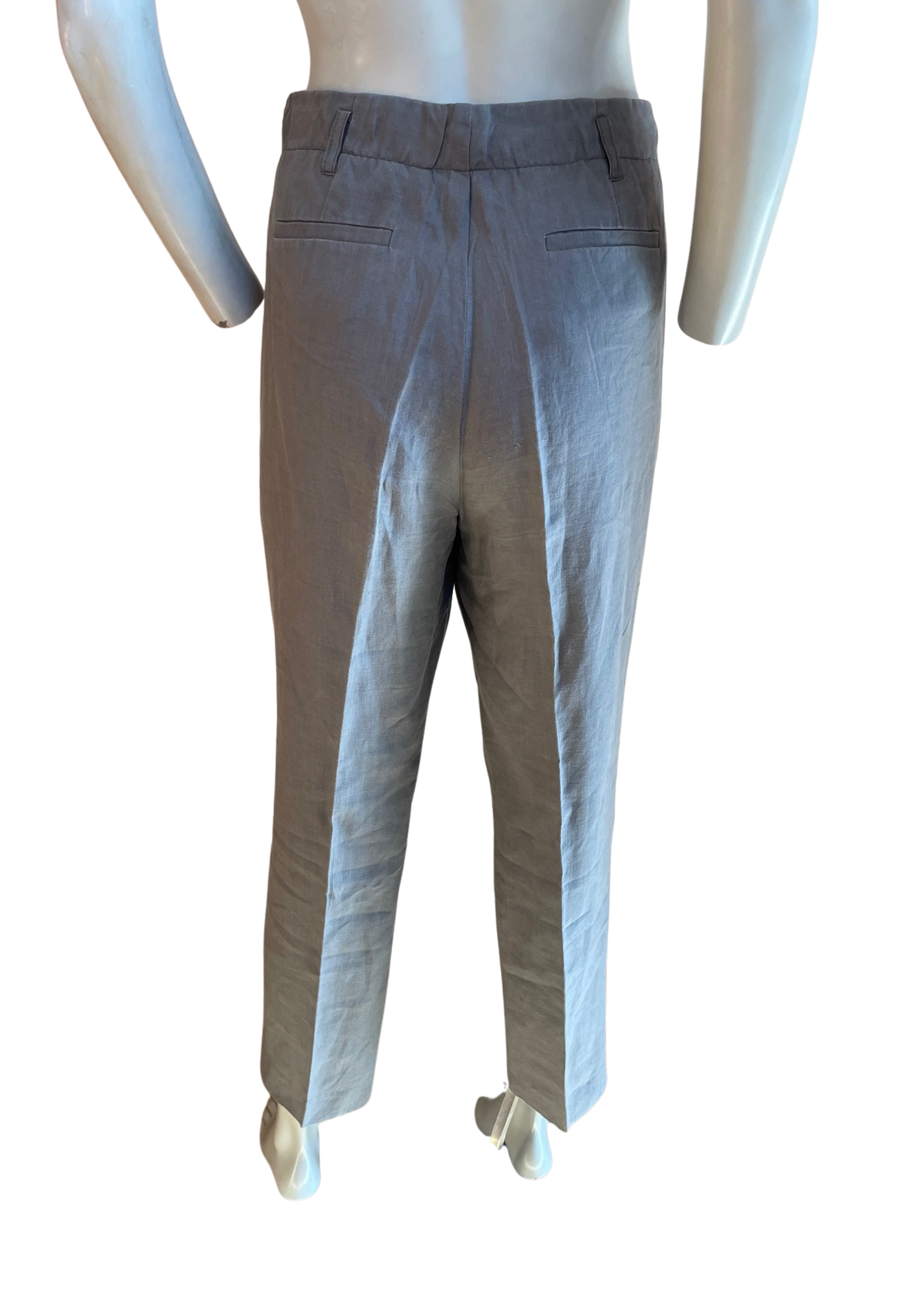 🌿👖 Pantalon en lin gris, coupe 7/8 ème Taille 42 ✨
