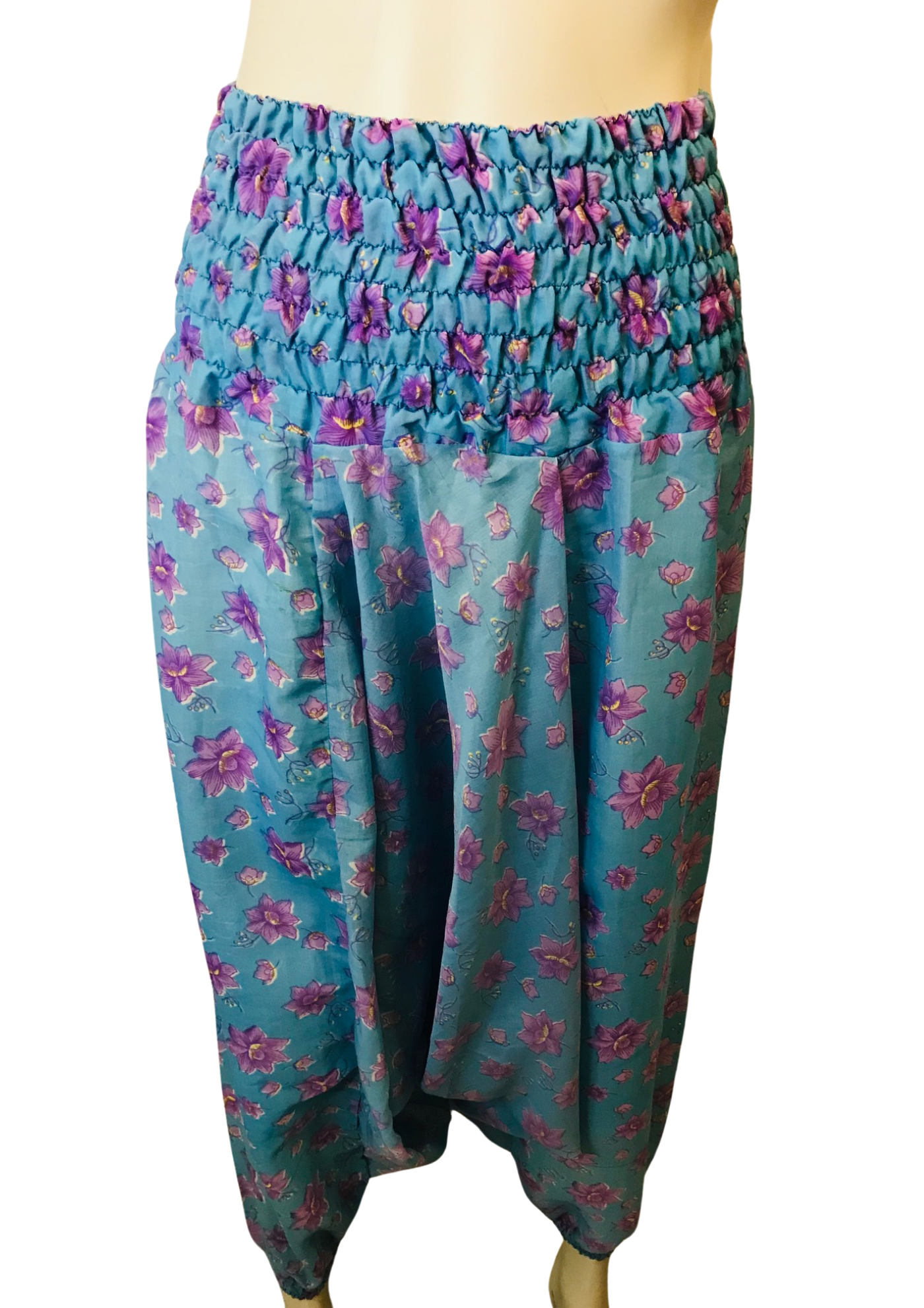 Sarouel imprimé floral 100% soie recyclée – Taille Unique 🌸
