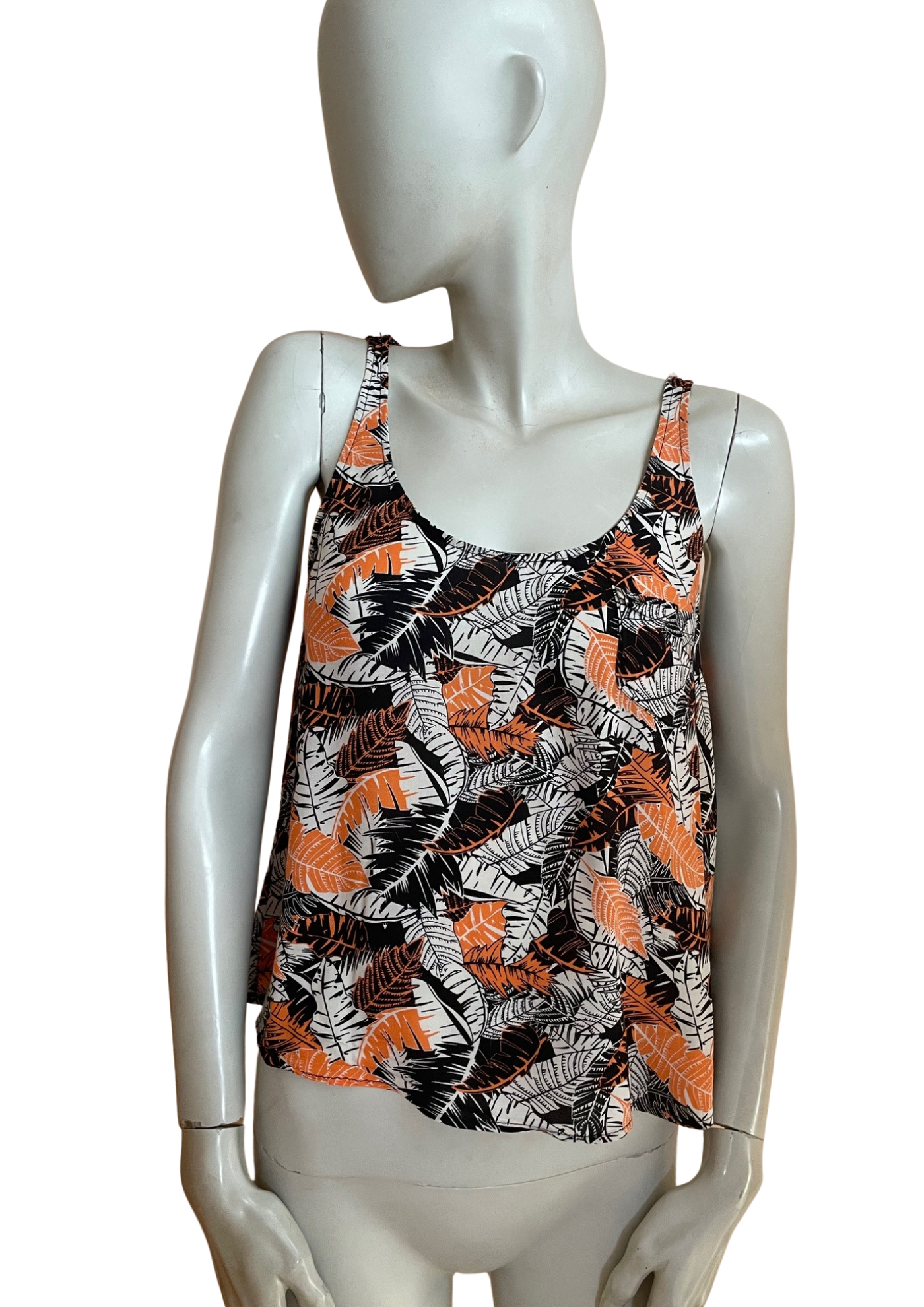 🌀 Haut sans manches à motifs tropicaux Taille 36 🌀