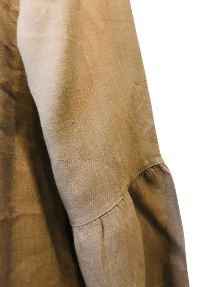 Blouse bohème grise en lin à manches évasées – Taille 48 🌿