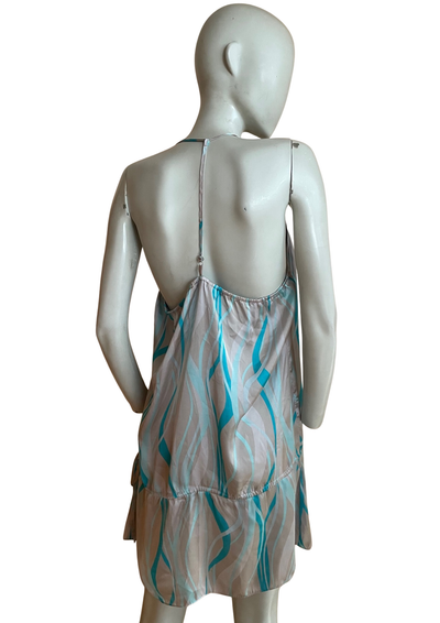 🌙 Nuisette Fluide  Imprimé Vagues Turquoise – Taille 46 🌙