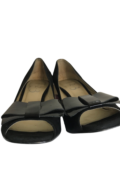 👠 Escarpins noirs open toe 🎀 – Pointure 40 (pied fin)