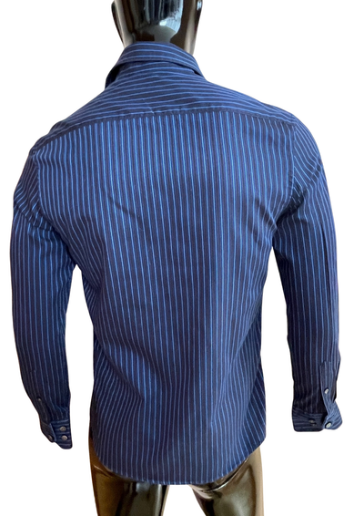 Chemise rayée bleu nuit & ciel 👔💙 – Taille S