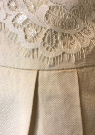 Jupe crayon en lin & dentelle écru – Taille 44 ✨🌿