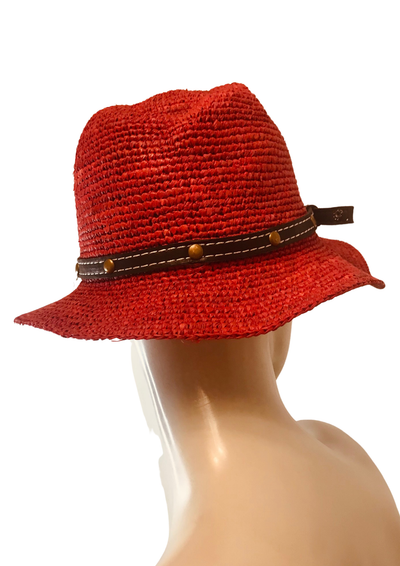 Chapeau Fedora Paille framboise Taille 57 🌞👒