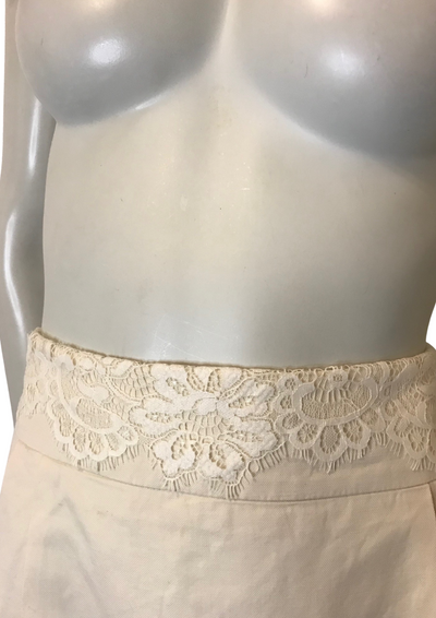 Jupe crayon en lin & dentelle écru – Taille 44 ✨🌿