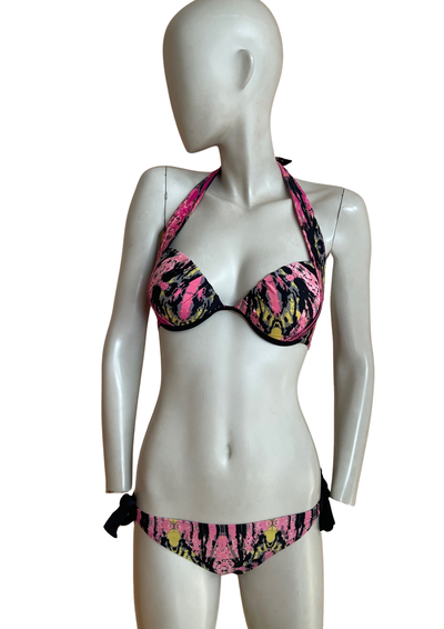 🌴 Bikini Push-Up Multicolore – Style Jungle Graphique Taille 38 🌺