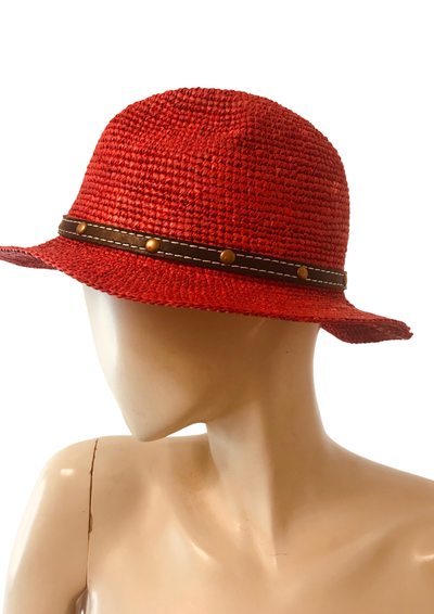 Chapeau Fedora Paille framboise Taille 57 🌞👒