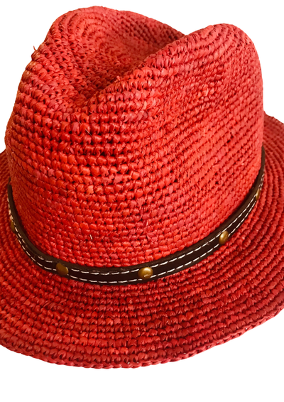 Chapeau Fedora Paille framboise Taille 57 🌞👒