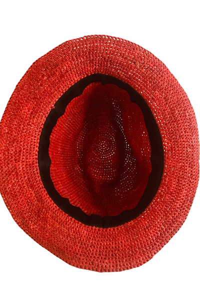 Chapeau Fedora Paille framboise Taille 57 🌞👒
