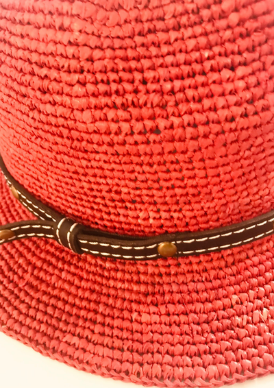 Chapeau Fedora Paille framboise Taille 57 🌞👒