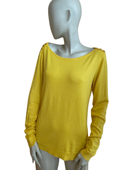 Pull jaune soleil à boutons épaules – Taille 38 🌼✨