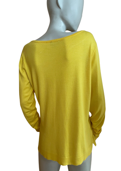 Pull jaune soleil à boutons épaules – Taille 38 🌼✨