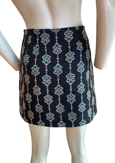 🌟 Jupe Courte Tissée Motif Ethnique Bleu Marine Taille M 🌟