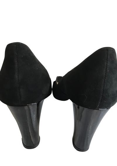 👠 Escarpins noirs open toe 🎀 – Pointure 40 (pied fin)